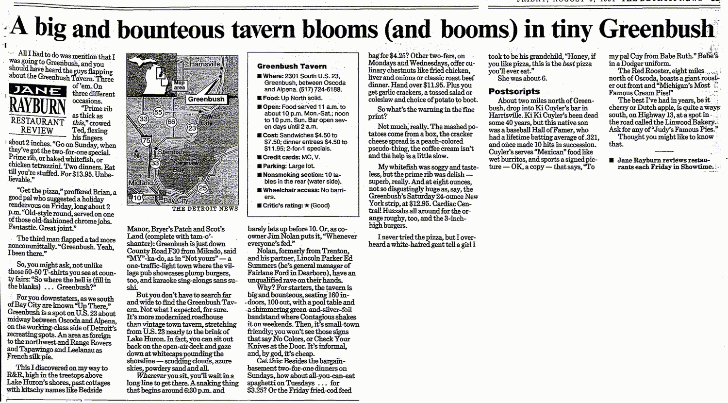 Greenbush Tavern - Aug 1991 Review